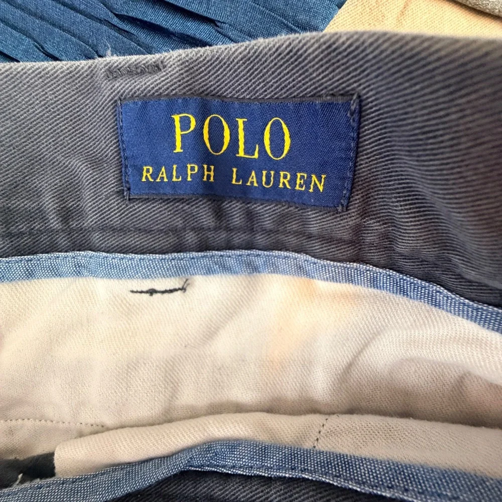 Polo Ralph Lauren Mens Navy Blue Chino Shorts Size 36 Flat Front Cotton Twill
